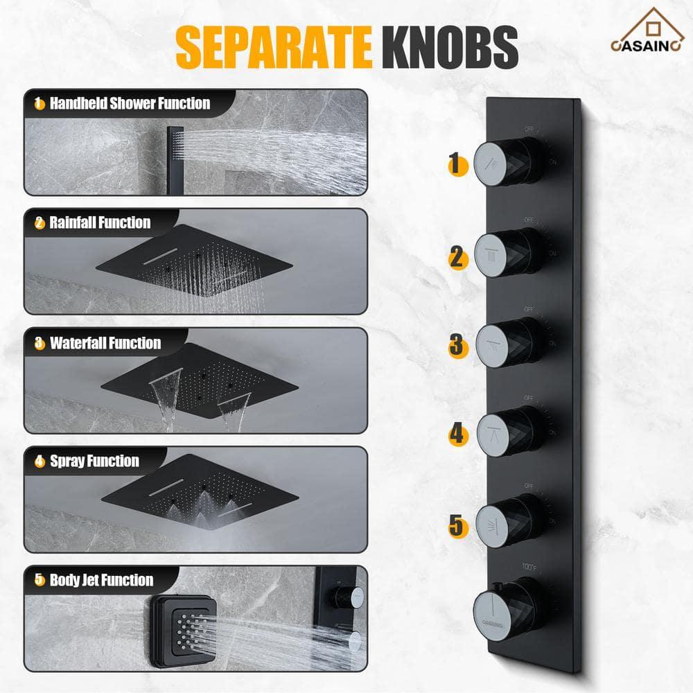 CASAINC Luxury Concealed Large Overhead Spray Multifunctional Shower