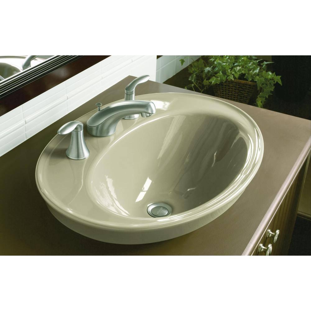 Serif® Ceramic Oval Drop-In Bathroom Sink with Overflow