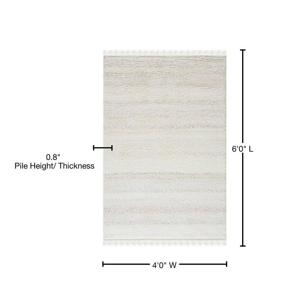 SAFAVIEH Casablanca Carbrey Solid Wool Shag Area Rug, Beige, 4' x 6'