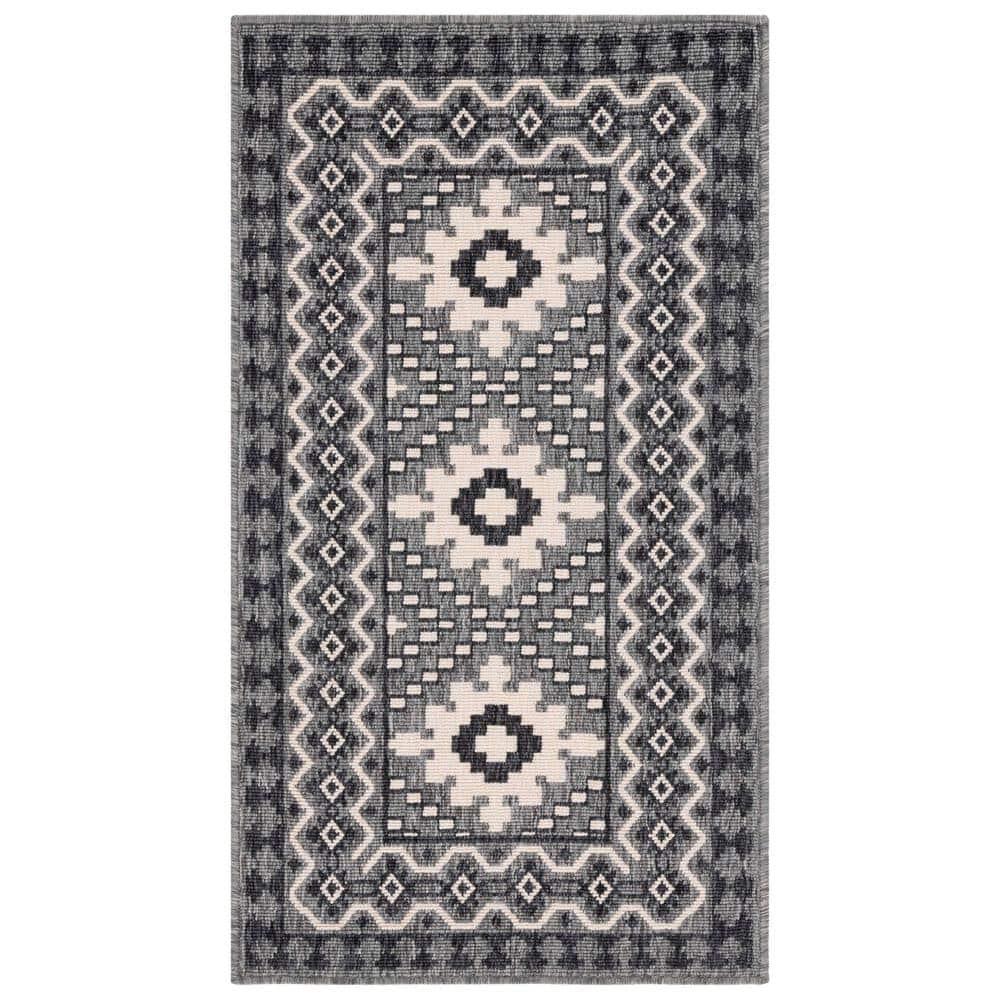 Veranda VER099 Power Loomed Indoor/Outdoor Accent Rug - Ivory/Charcoal - 2'x3'7" - Safavieh.