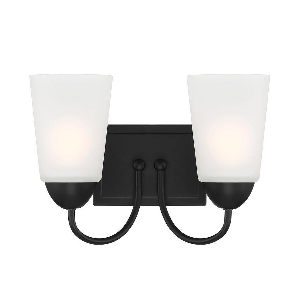 Designers Fountain Malone 2 Light Matte Black Bathroom Vanity Light Fixture, D267M-2B-MB