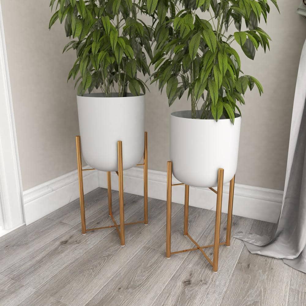 CosmoLiving by Cosmopolitan 2 - Piece Metal Dome Indoor Outdoor Planter with Removable Stand Set