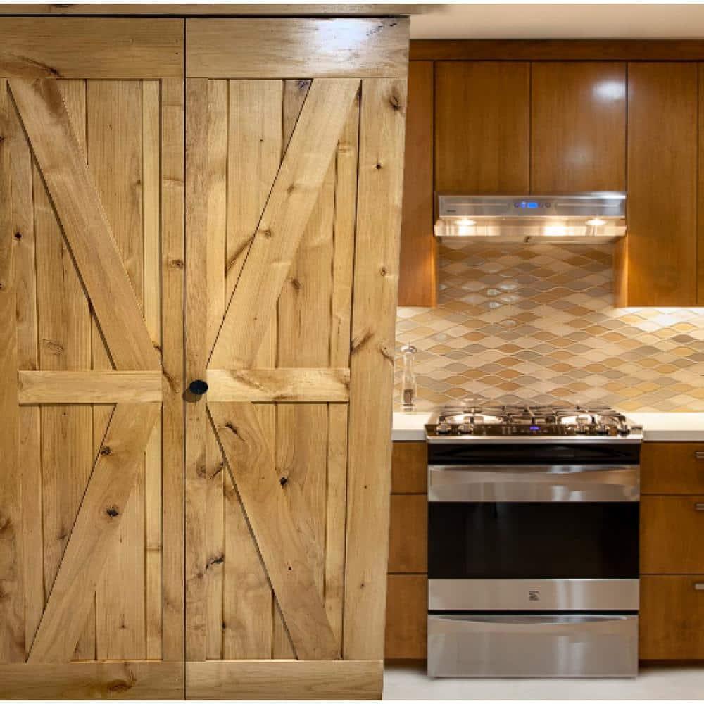 Lubann Paneled Solid Alder Wood Bifold Biparting Barn Door Slab