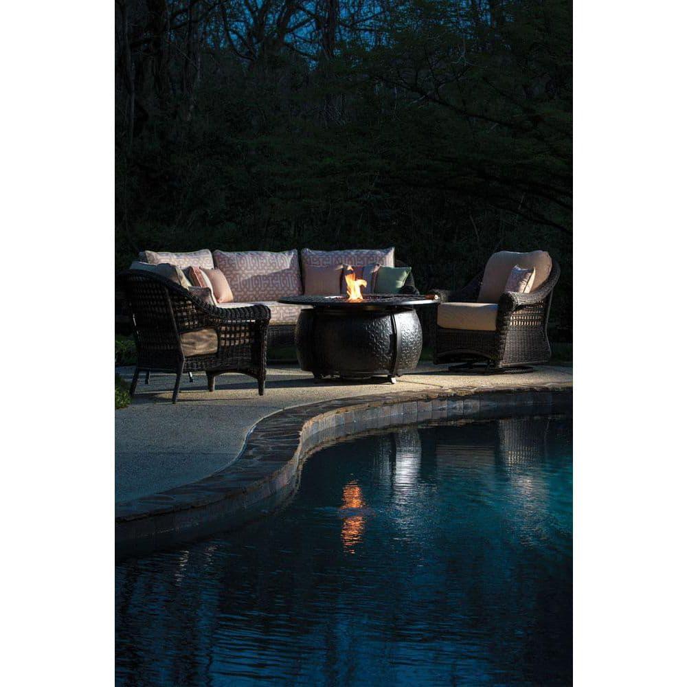 Alfresco Home Margherita 48" Cast Aluminum Propane Gas Fire Pit in Antique Fern