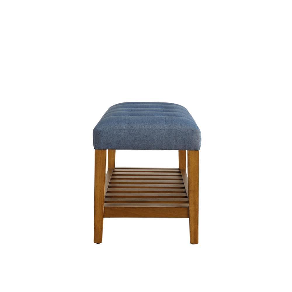 Wooden Bench Blue and Oak - Saltoro Sherpi