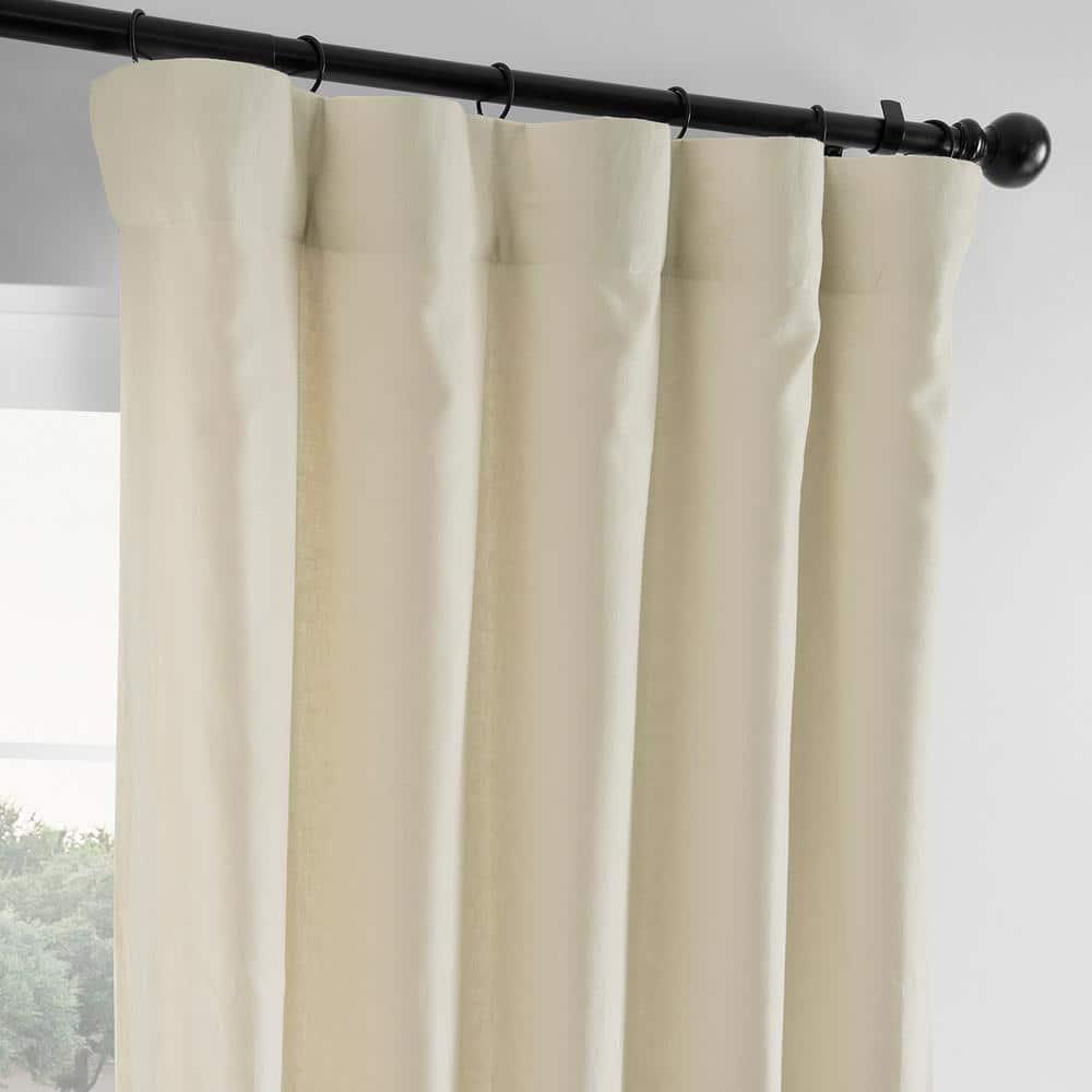 Exclusive Fabrics  French Linen Room Darkening Curtains Panel - Elegant luxurious Drapes (1 Panel) Ancient Ivory 50 X 120 120 Inches