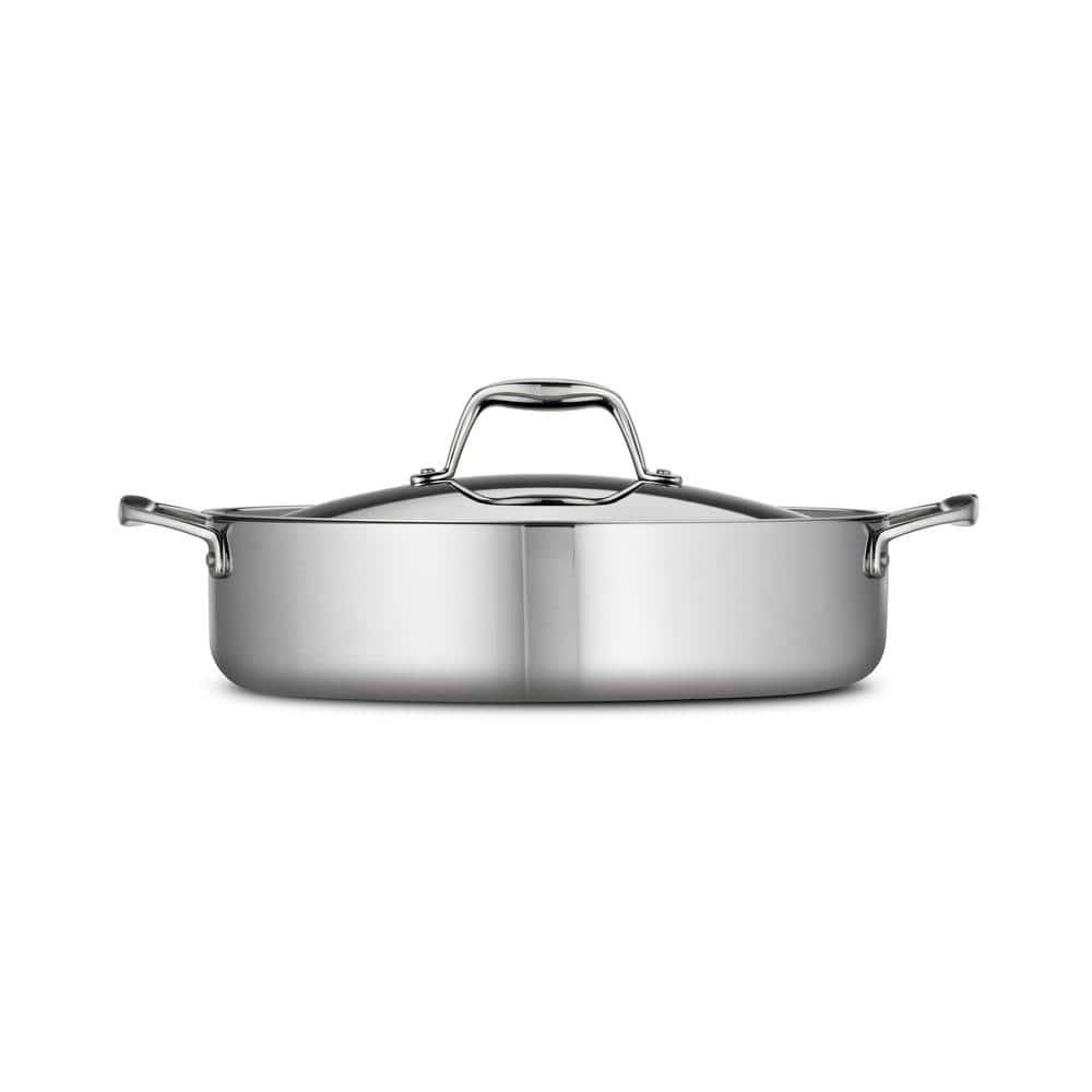 Tramontina Tramontina Signature Tri-Ply Clad Stainless Steel 6-Quart Braiser Pan with Lid, Induction-Ready, Dishwasher-Safe, NSF-Certified, Made in Brazil