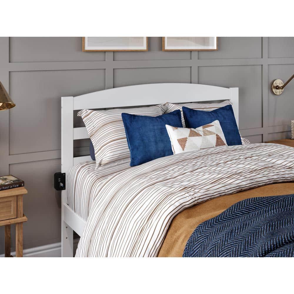 AFI Warren Solid Wood Full Bed with Twin Trundle and USB Charger in White