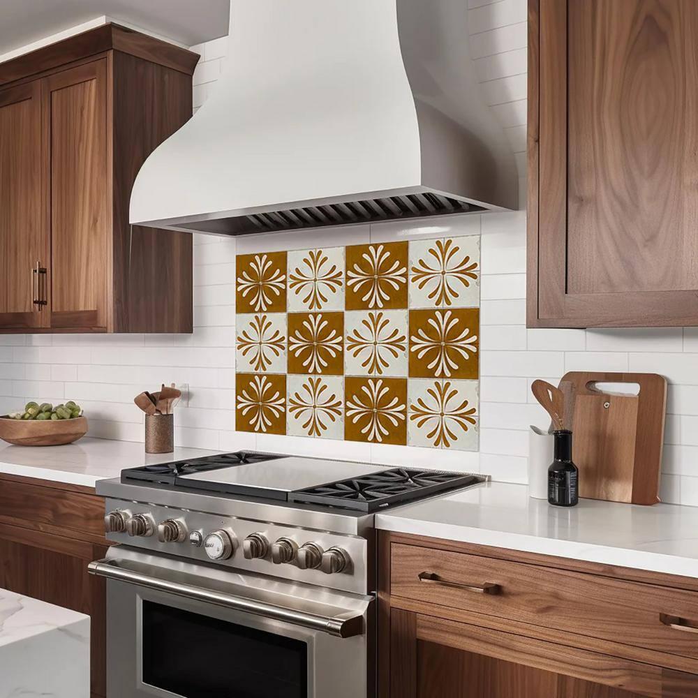 Mi Alma Gold Beige Vintage Flower Peel & Stick Tiles - Vinyl Backsplash 8x8