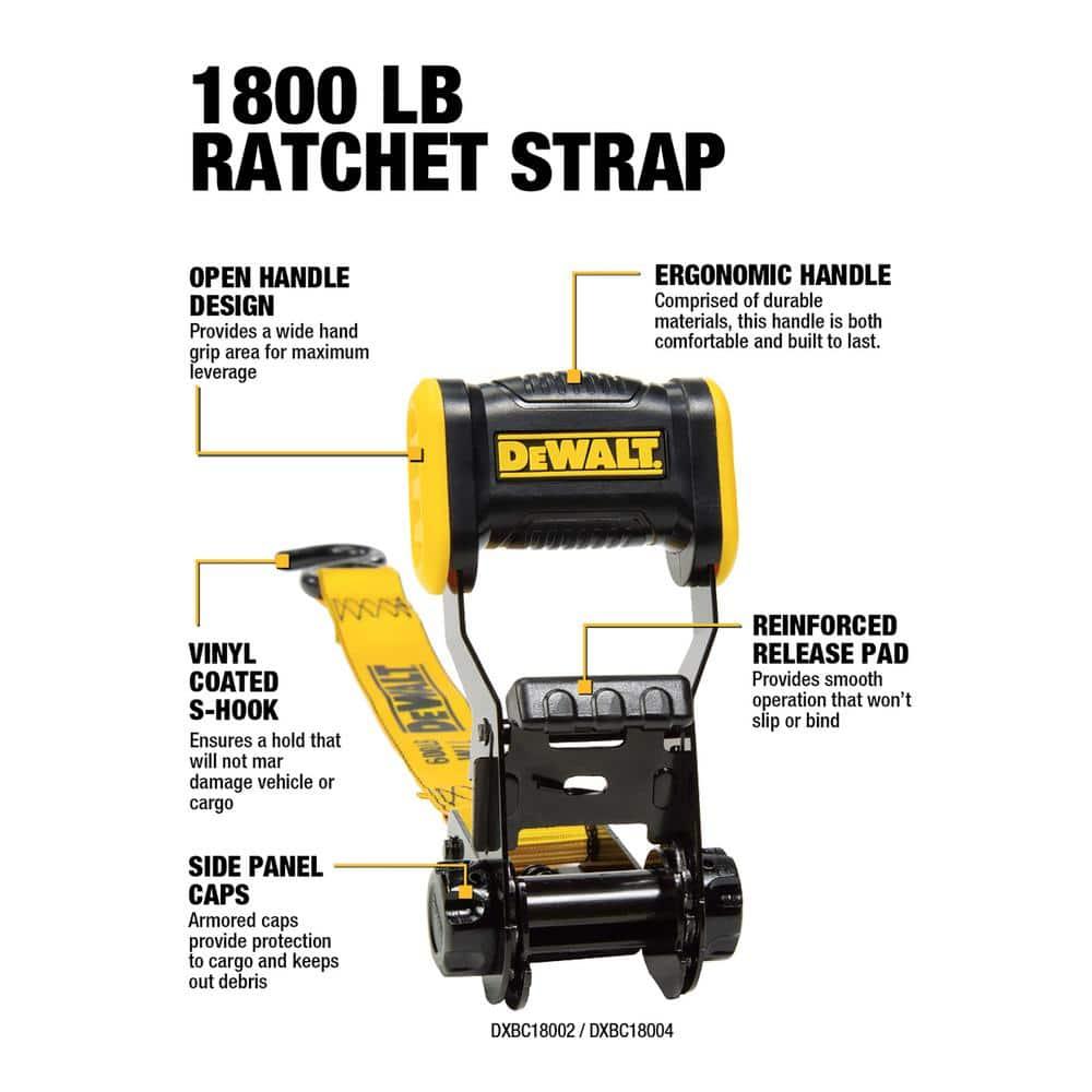 12 ft. x 1.25 in. Ratchet Tie Down Straps 1800 LB Break Strength (4-Pack)