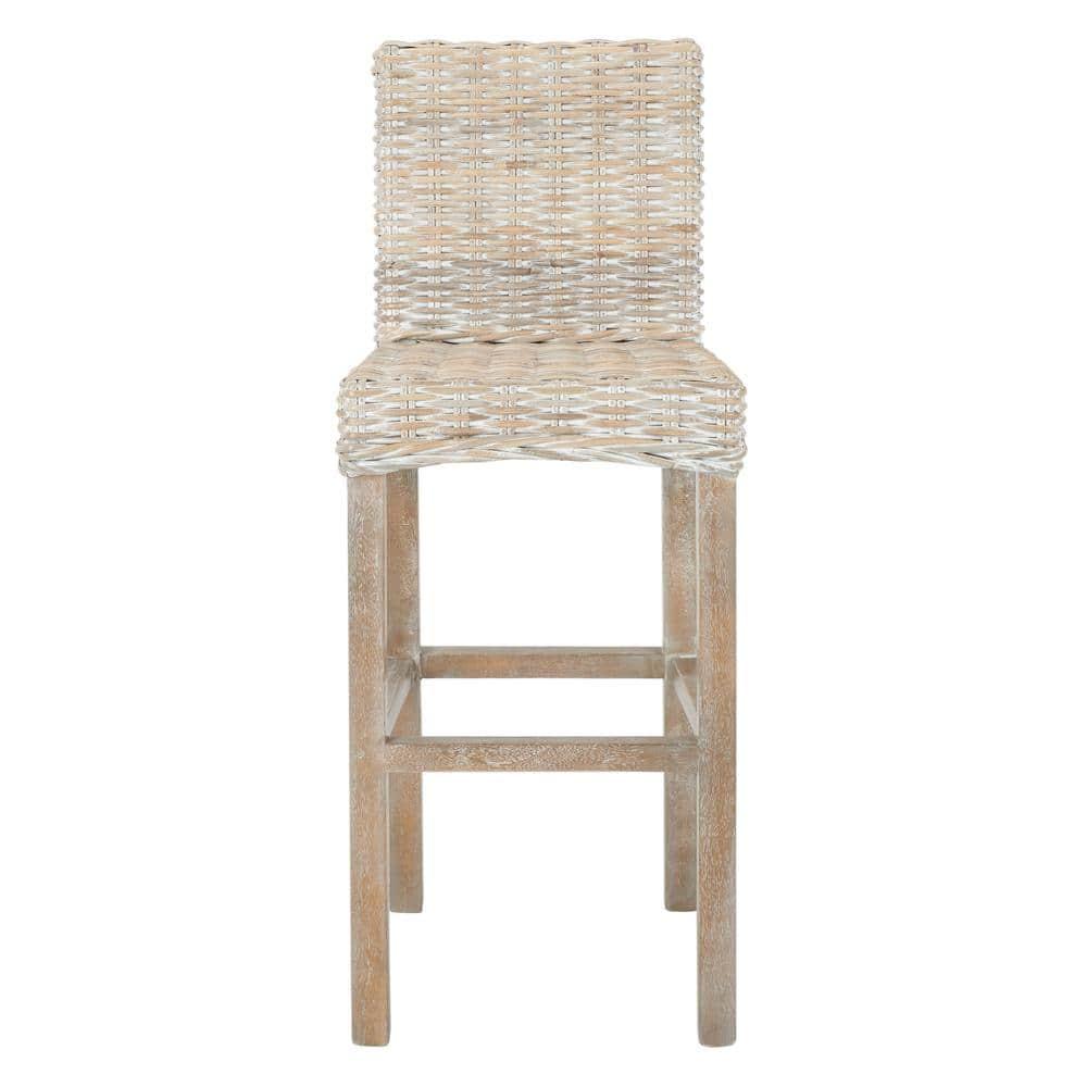 Tobie Rattan Bar Stool - BST6500 - Grey White Wash - Safavieh