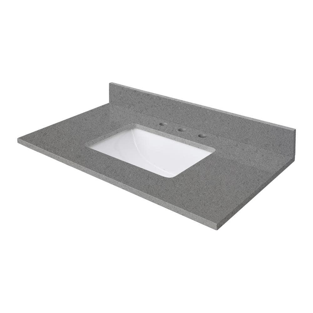 37'' Quartz Single Bathroom Vanity Top with Sink