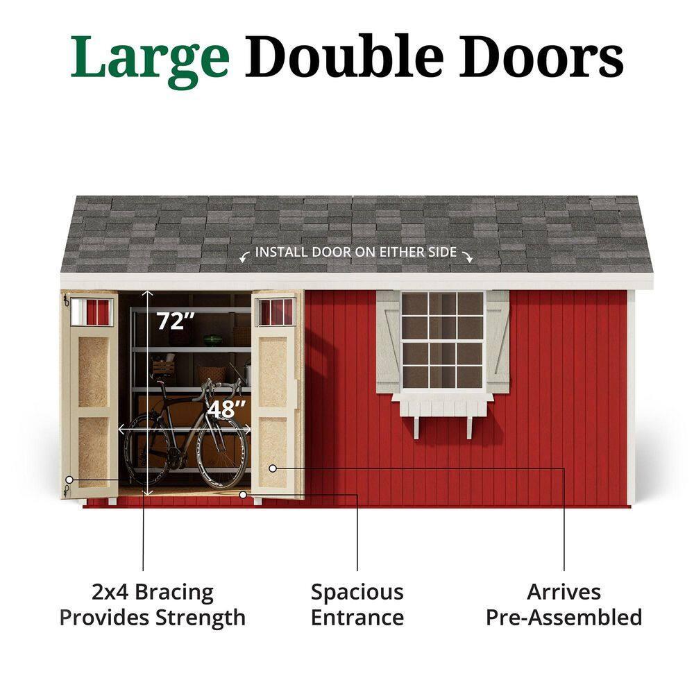 Little Cottage Co. 8x16 Colonial Pinehurst Shed with Operable Window, Outdoor Wood Storage Do-It-Yourself Precut Kit