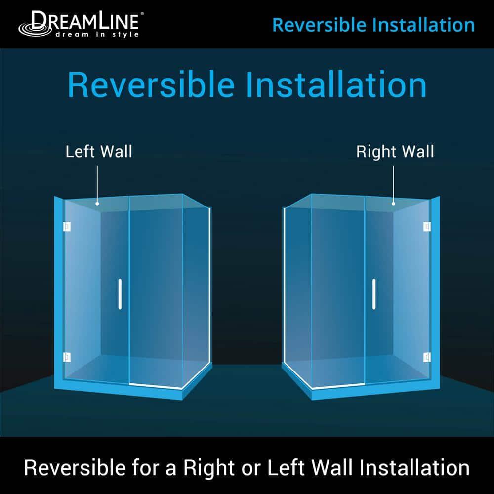 Unidoor Plus 60" W x 34" D x 72" H Frameless Rectangle Shower Enclosure with Fixed Panel