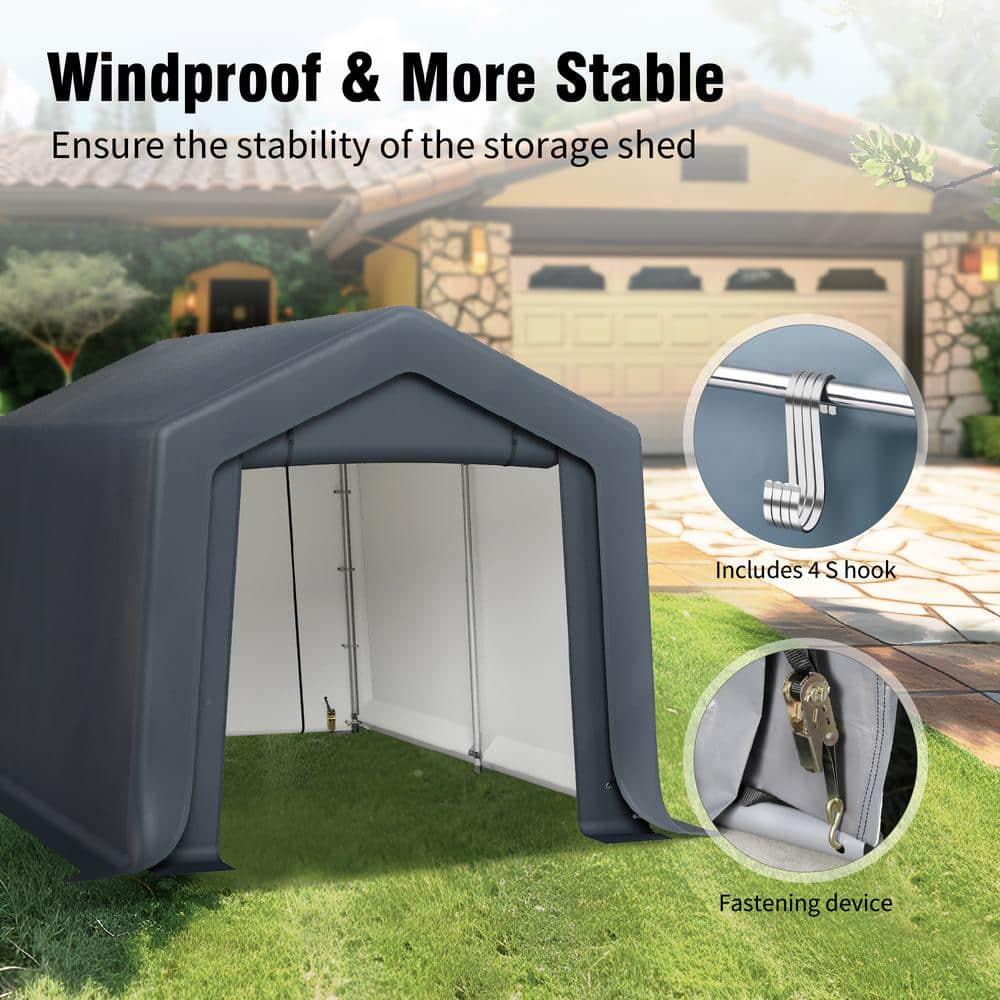 Alpha Joy 8 x 12 x 7.3ft Outdoor Storage Shed Heavy Duty Portable Carport Canopy Shelter, for Bike, Motorcycle, Garden Storage