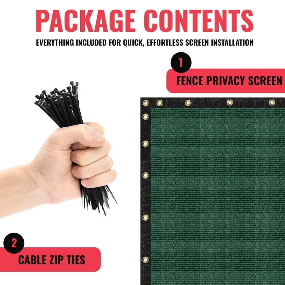 SEALTECH Ultra Heavy Duty 200 GSM Privacy Fence Screen – Non-Recycled Polyethylene Mesh Shade Net with Bindings & Rustproof Grommets - 90% + Blockage Includes Cable Zip Ties. (Green 6'X50')