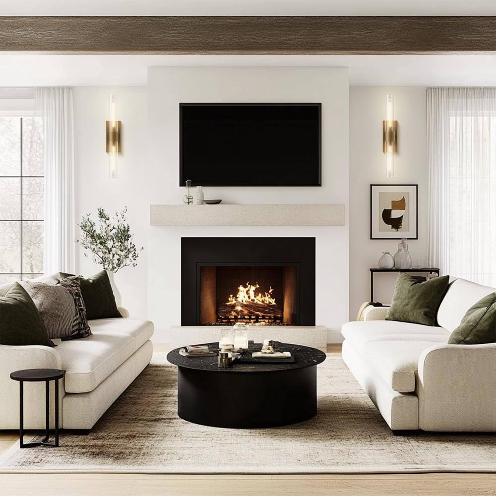 Mailus Wall Sconces, 22.8" Industrial-Chic Dual Glass Cylinder Wall Sconce(Set of 2)