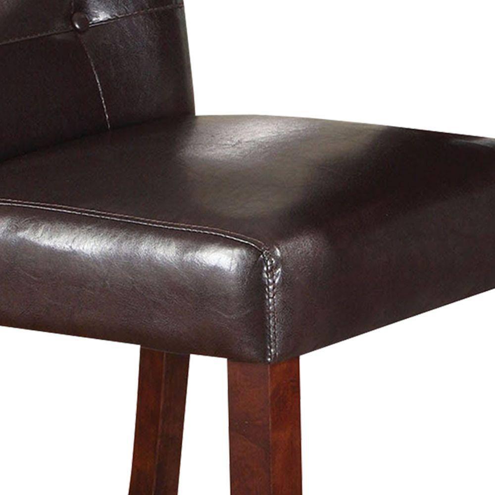 Benjara 40" Contemporary Leather Counter Height Chair in Brown (Set of 2)