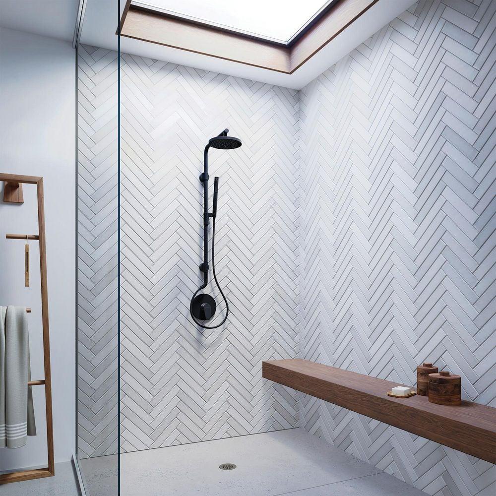 Matte Black Dual Shower System with Adjustable Slide Bar