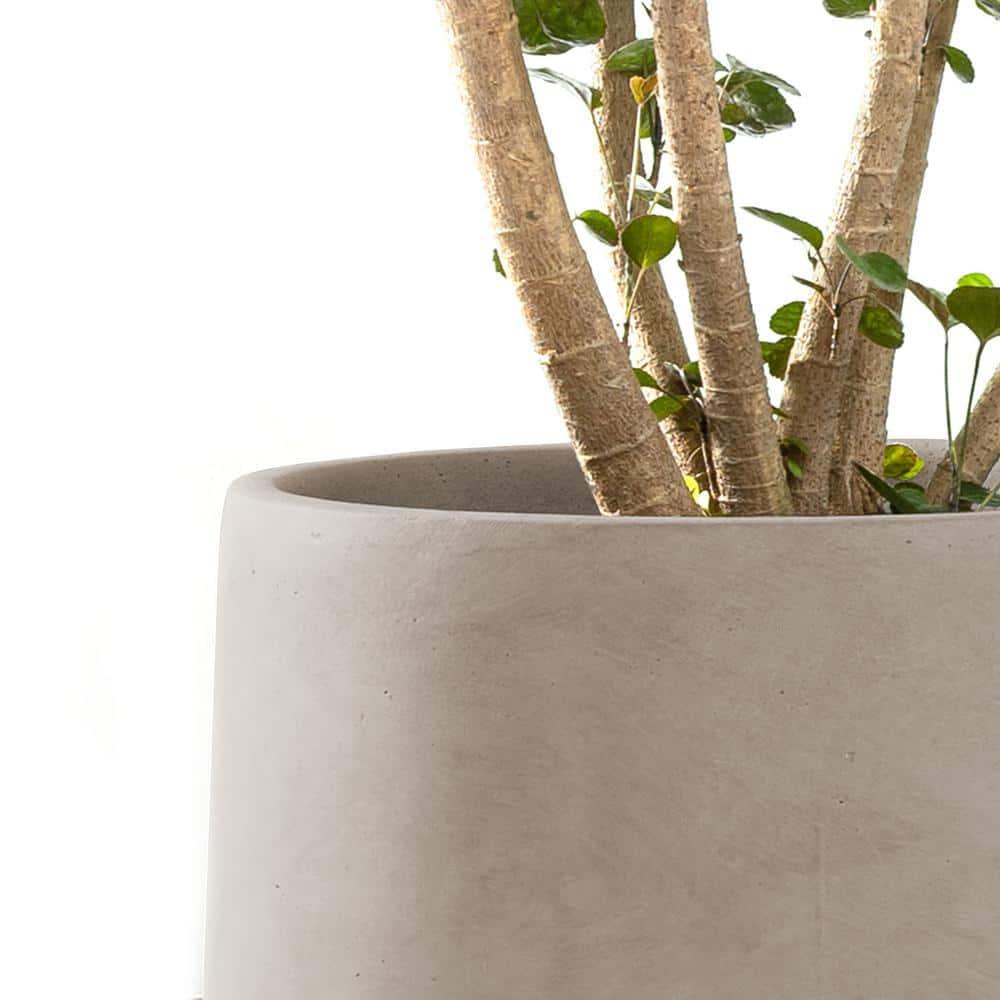 Kante Kante Round Concrete Planters, Outdoor Indoor Pots Containers with Drainage Holes Set