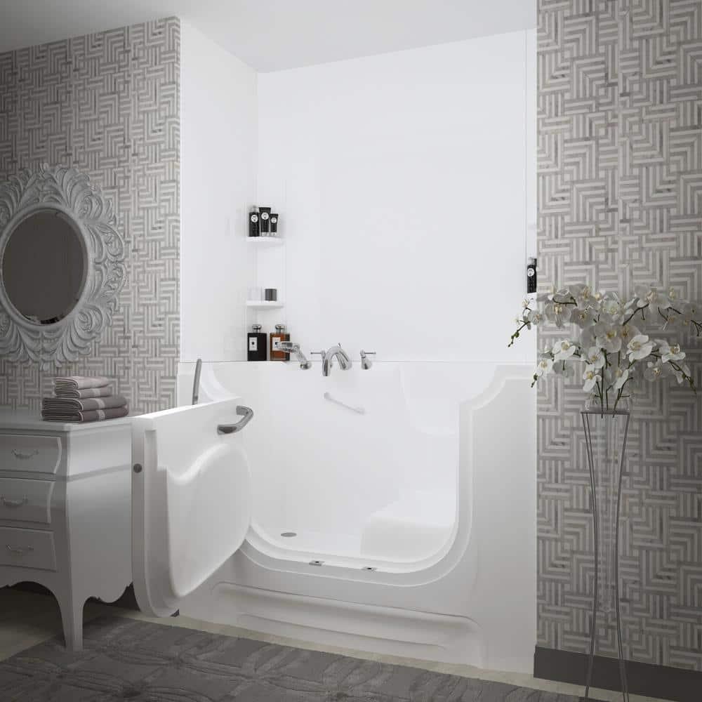 60'' x 30'' Walk-in Whirlpool Fiberglass Bathtub with Faucet
