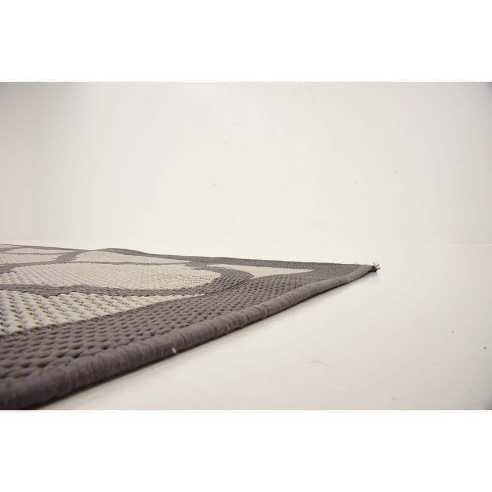 Unique Loom 6' 1 x 6' 1 Square Gray Outdoor Trellis Moroccan Area Rug