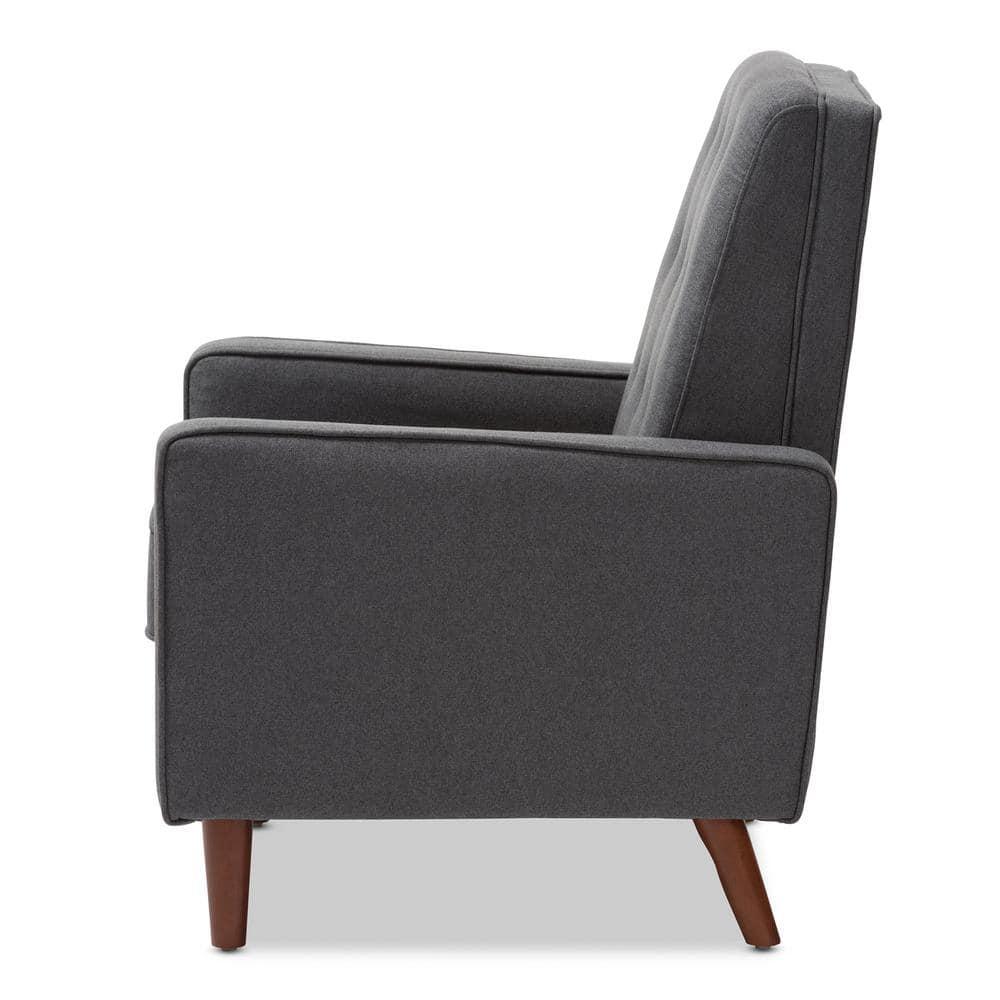 Mathias Mid Century Modern Lounge Chair - Baxton Studio: Recliner, Footrest, Walnut Legs
