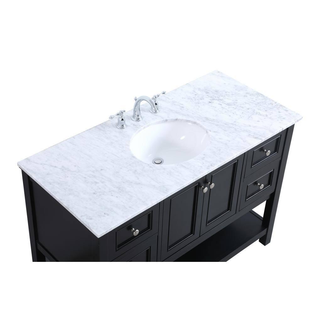 Elegant Decor Metropolis 48" Single Marble Top Bathroom Vanity in Black