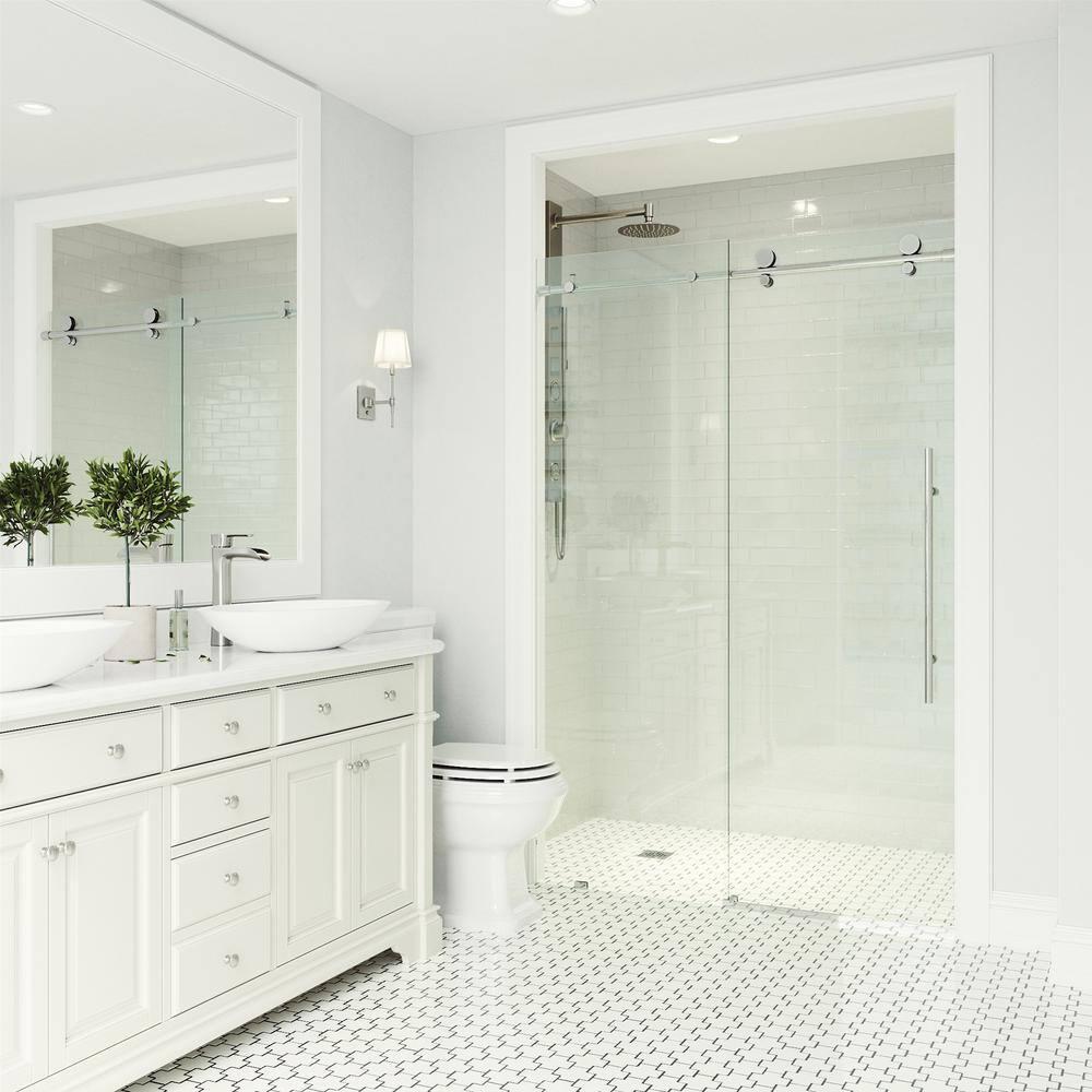 Elan E-Class 44-48" W x 76" H Sliding Frameless Shower Door with 3/8" Clear Glass