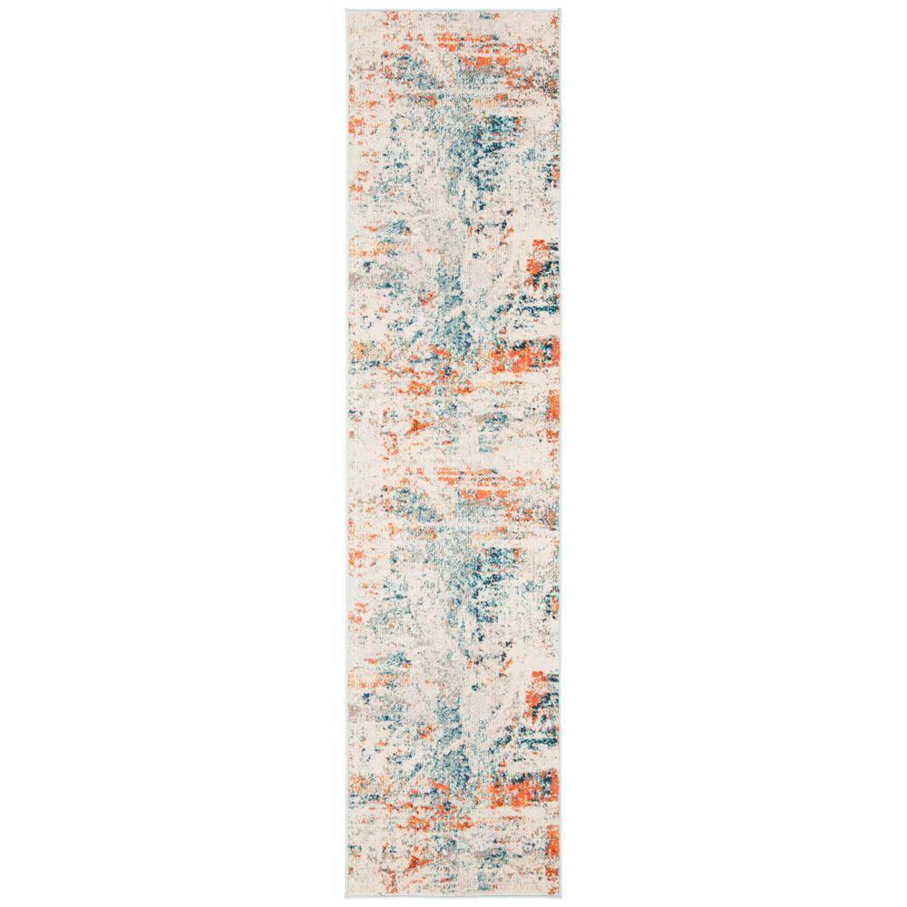 Madison MAD478 Power Loomed Indoor Runner Rug - Cream/Orange - 2'2"x6' - Safavieh