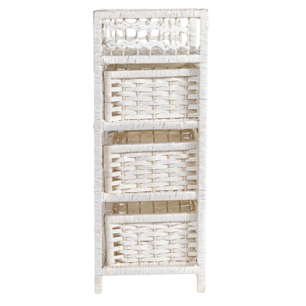 Household Essentials 3-Drawer Dresser with Top Shelf and Cutout Handles, White