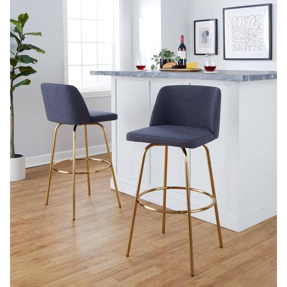 LumiSource Toriano Swivel Upholstered Counter Stool with Metal Frame (Set of 2)