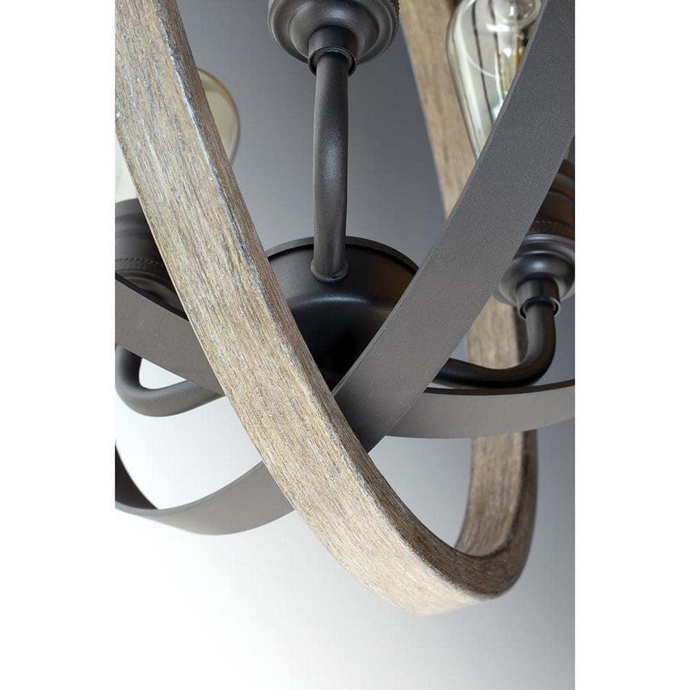 Progress Lighting Conestee 6-Light Pendant, Steel, Graphite, Armillary-Style Frame, Galvanized/Antique White Finish