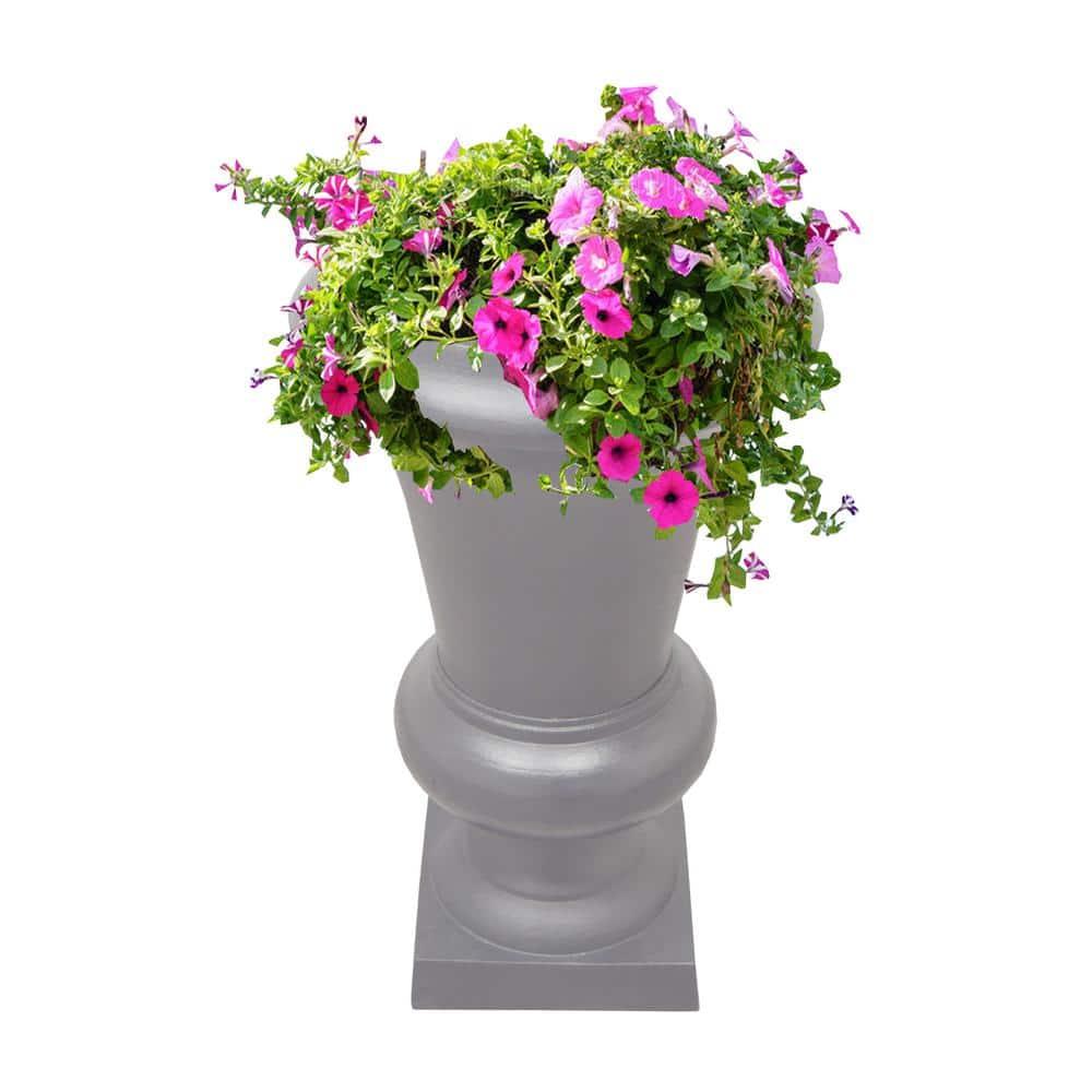 Ornate Cast Aluminum 40" Bird Bath with Planter - Gray - Oakland Living