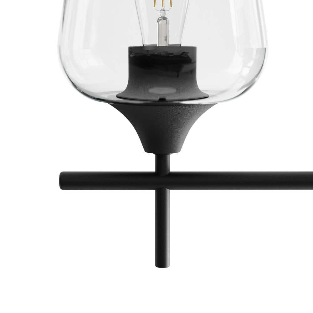 CO-Z Matte Black Vanity Light Sconce w Clear Glass Shade 3-light
