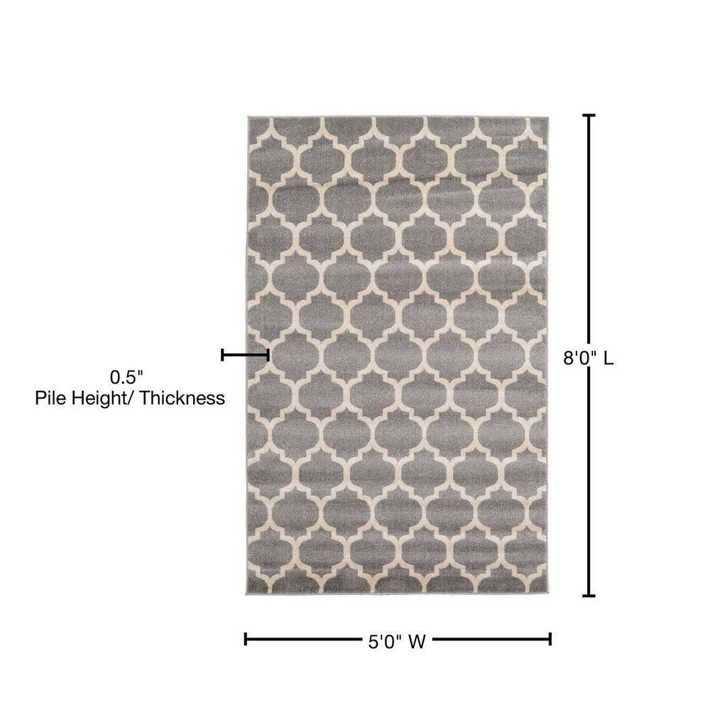 Unique Loom 5' 1 x 8' 0 Trellis Philadelphia Dark Gray Area Rug