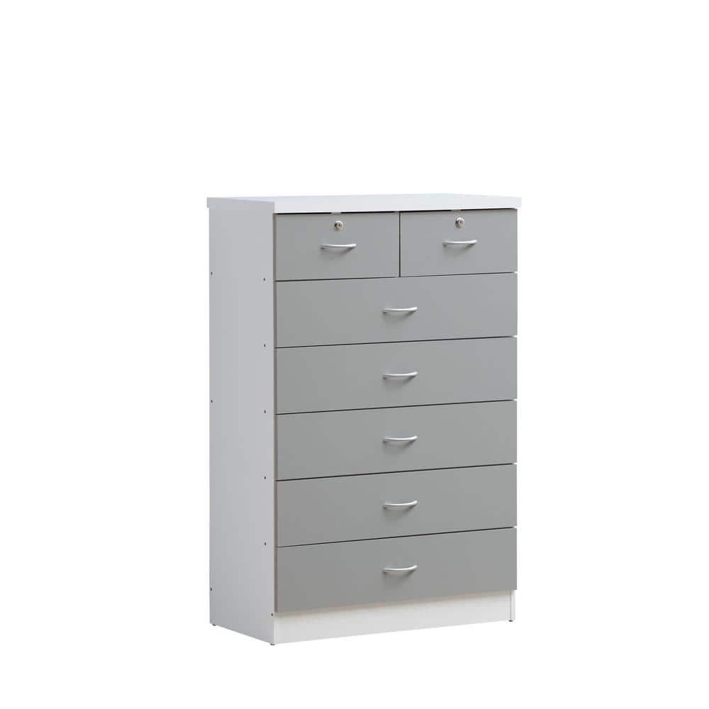 48 x 18 x 31.5 in. 7-Drawer Chest with Locks on 2-Top Drawers, Grey