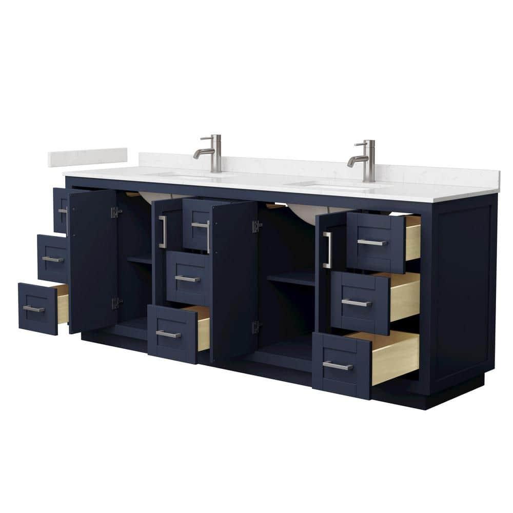 Wyndham Collection Miranda 84" Freestanding Double Bathroom Vanity with Cultured Marble Top