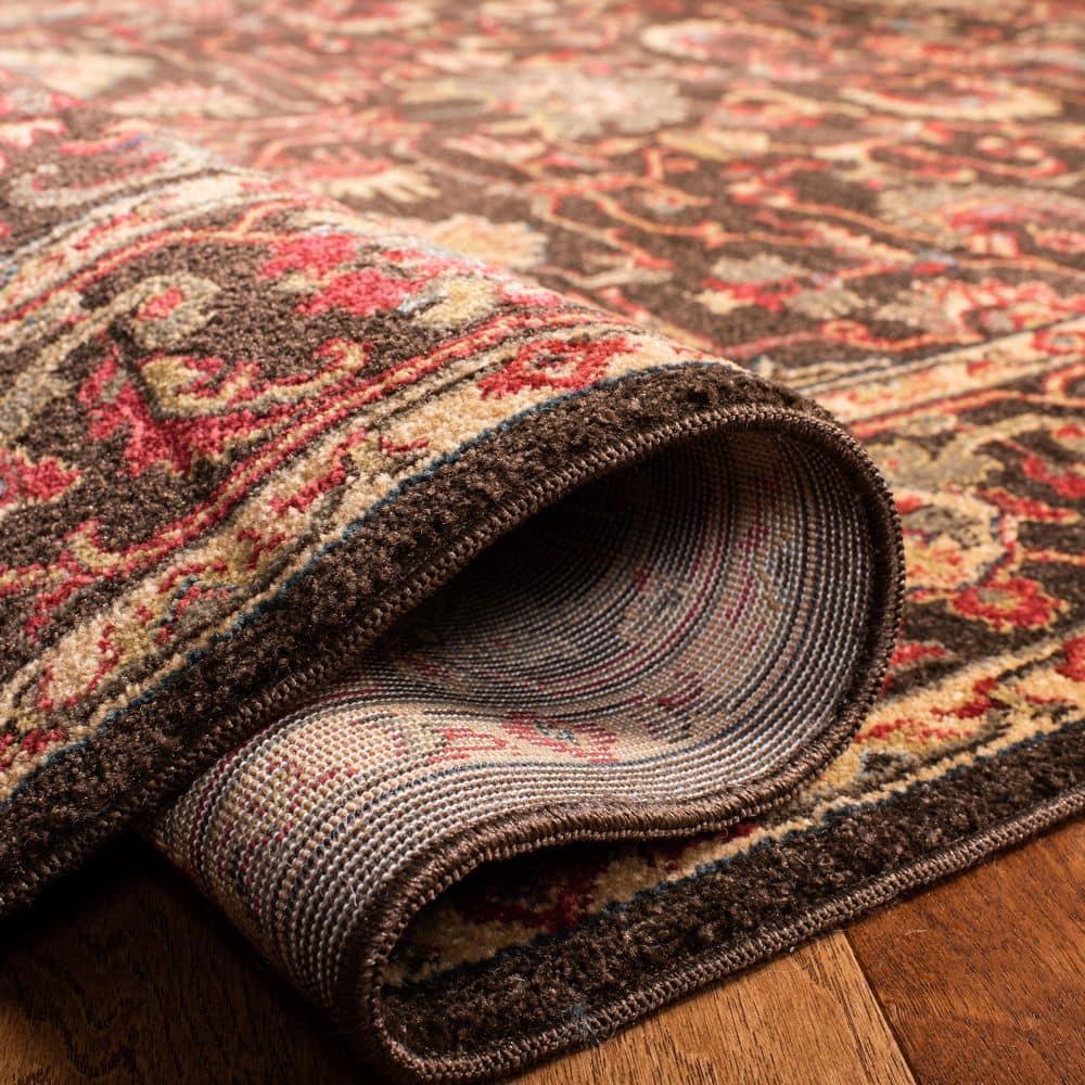 Mahal Brown and Beige Synthetic Floral 2' x 4' Area Rug