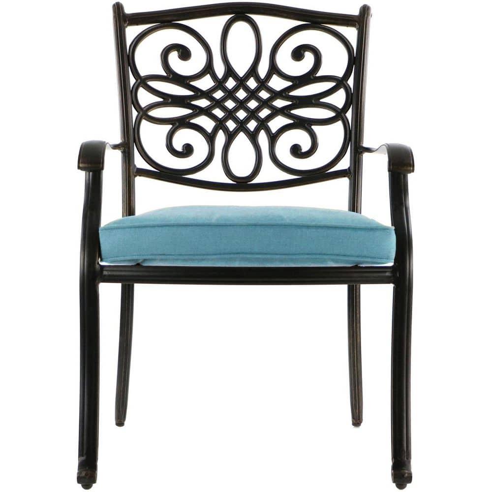 Hanover Traditions 11-Piece Aluminum Outdoor Dining Set, Blue