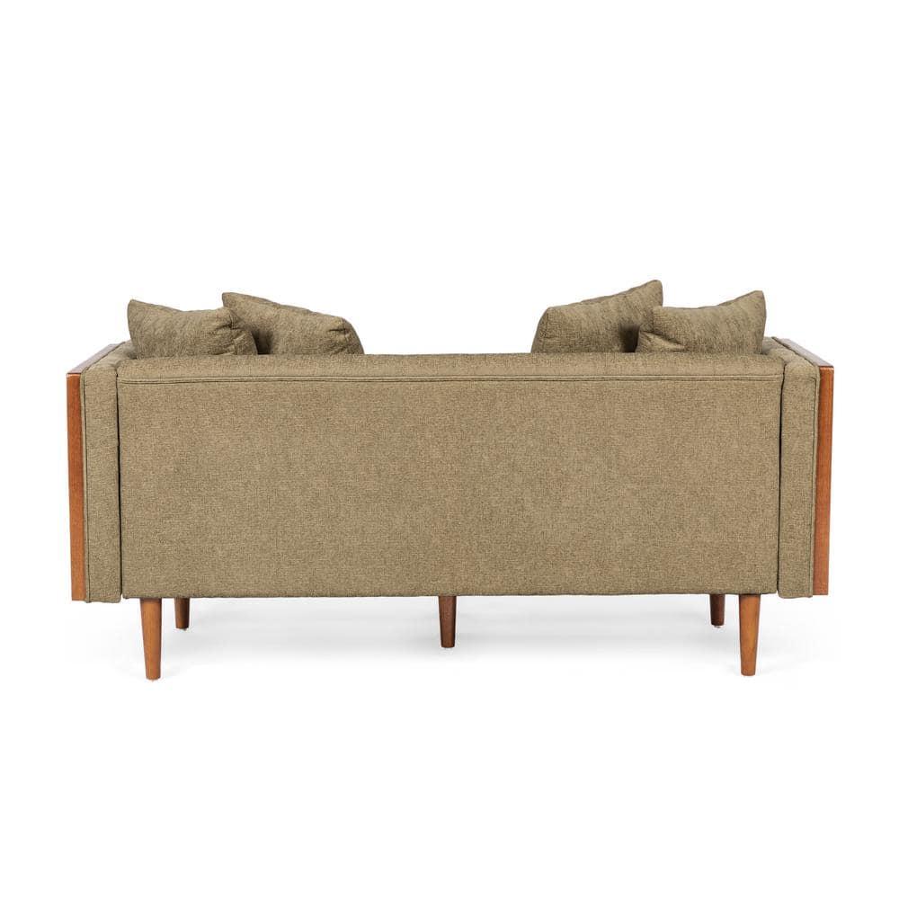 Christopher Knight Home Borah Tufted Loveseat with Accent Pillows, Dark Beige/Dark Walnut