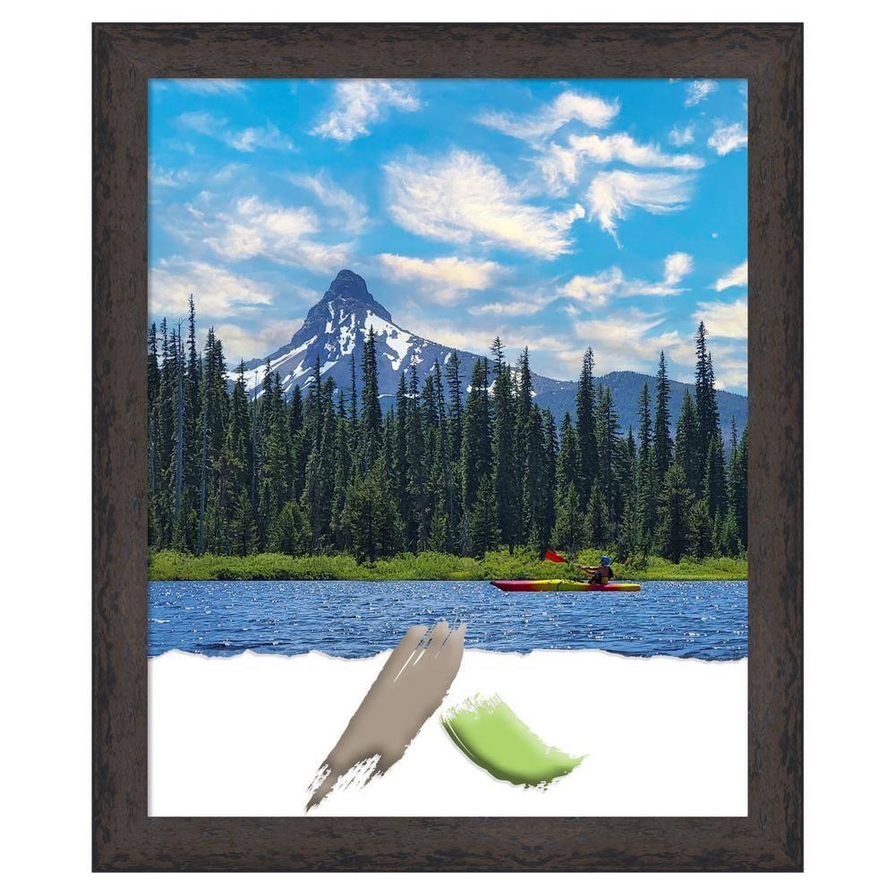 Amanti Art Dappled Black Brown Narrow Wood Picture Frame Opening Size 18x22 in.