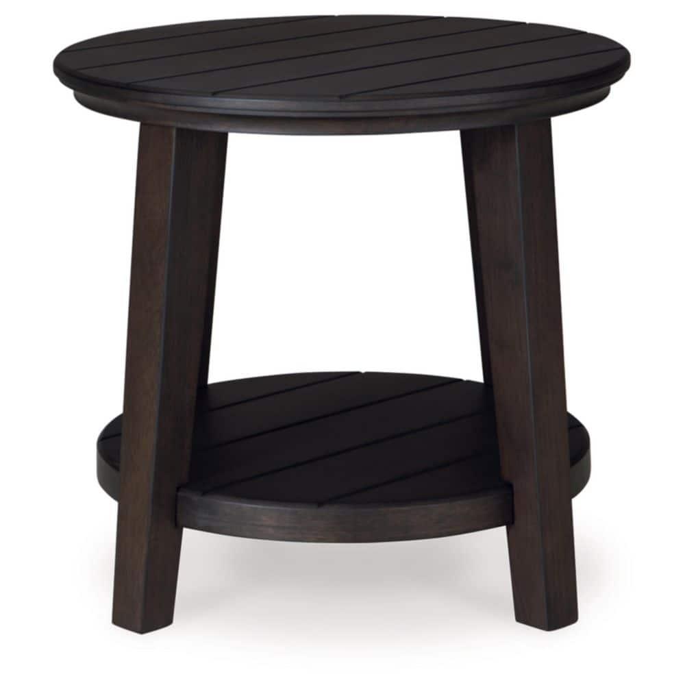 Signature Design by Ashley Celamar Modern Farmhouse End Table with Lower Shelf, Dark Brown