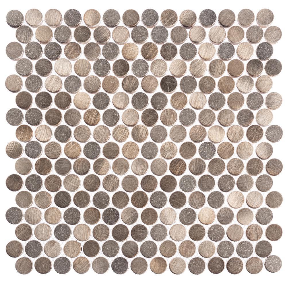 Orb 3/4" Metal Penny Round Mosaic Tile Shower Wall, Kitchen Backsplash and Wall Tile