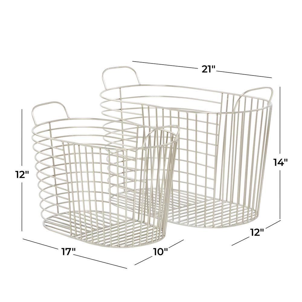 Abbie Metal Basket With Handles - Set of 2