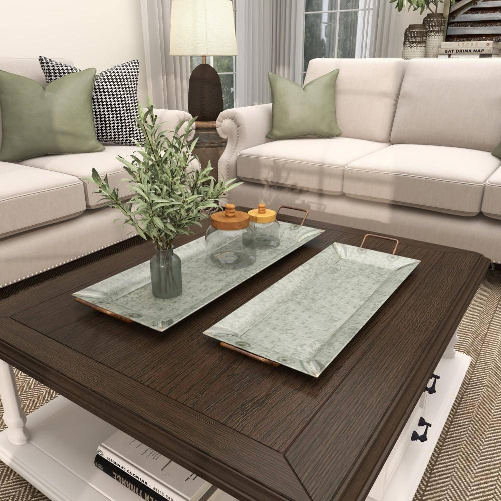 Farmhouse Rustic Serving Tray Set Gray 2pk - Olivia & May