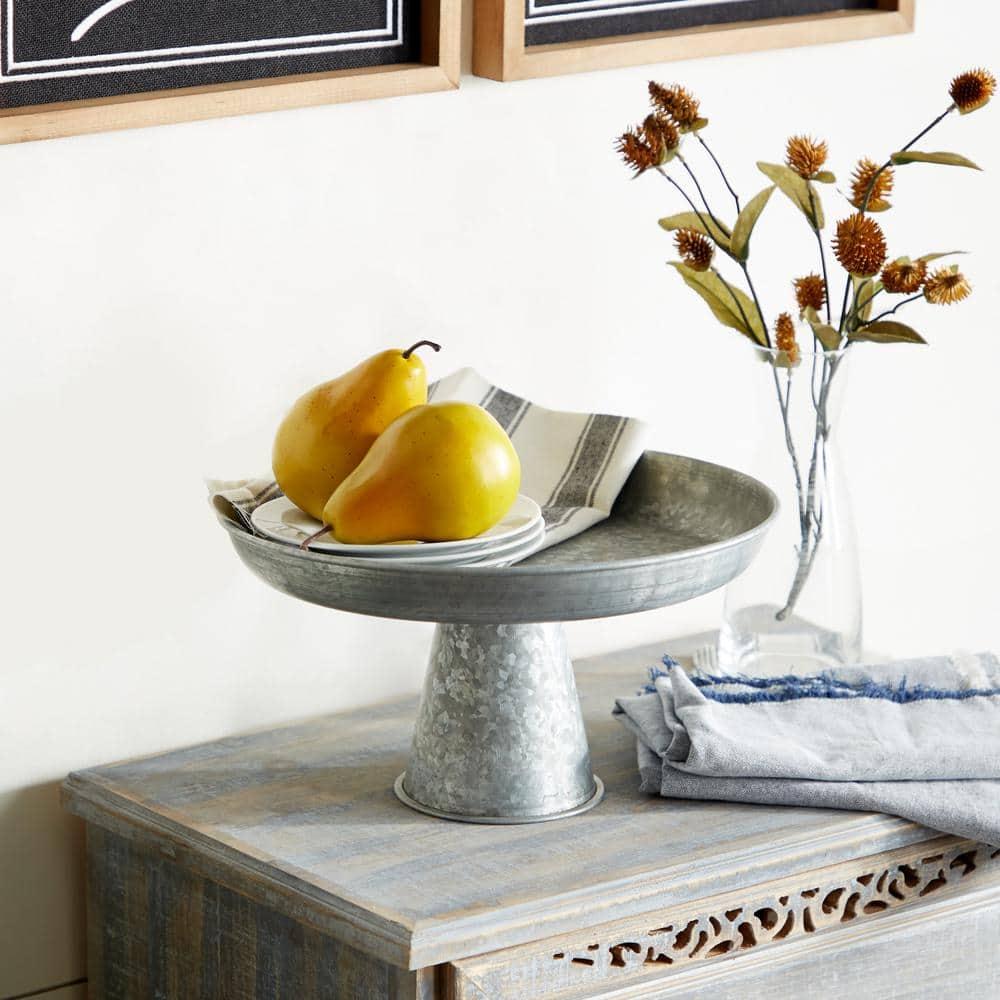 DecMode 12" x 7" Gray Metal Galvanized Decorative Stand, 1-Piece