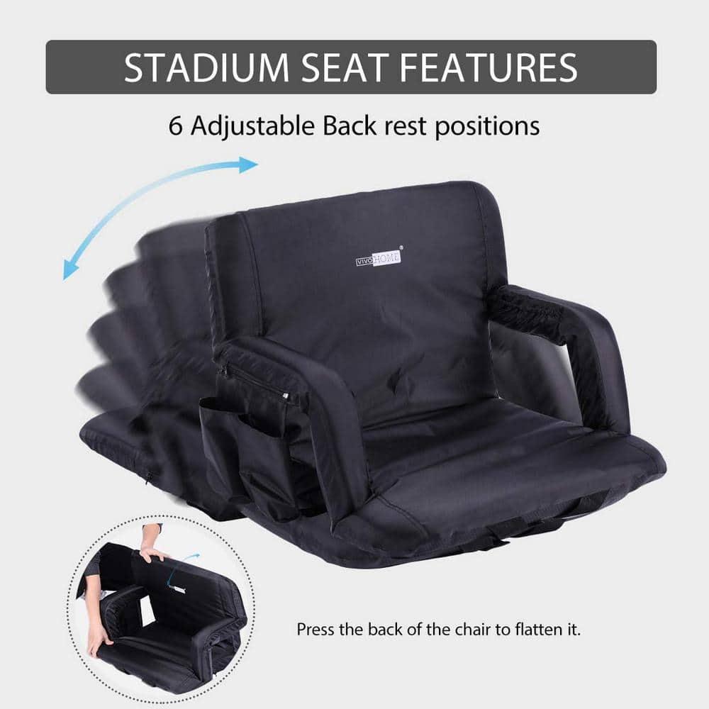 SPECSTAR Foldable Stadium Seat Chair for Bleachers with Padded Back Support and Armrests 2 pack