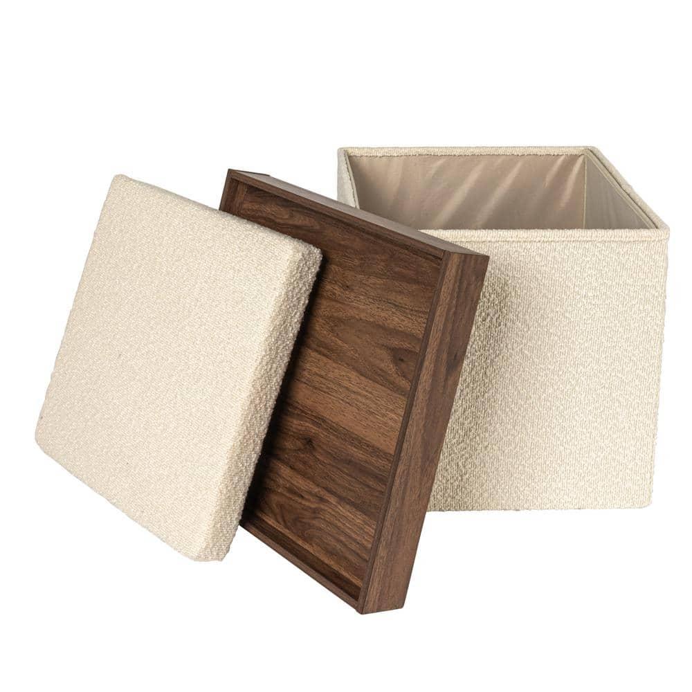 Household Essentials Versatile Boucle Ottoman With Hidden Storage