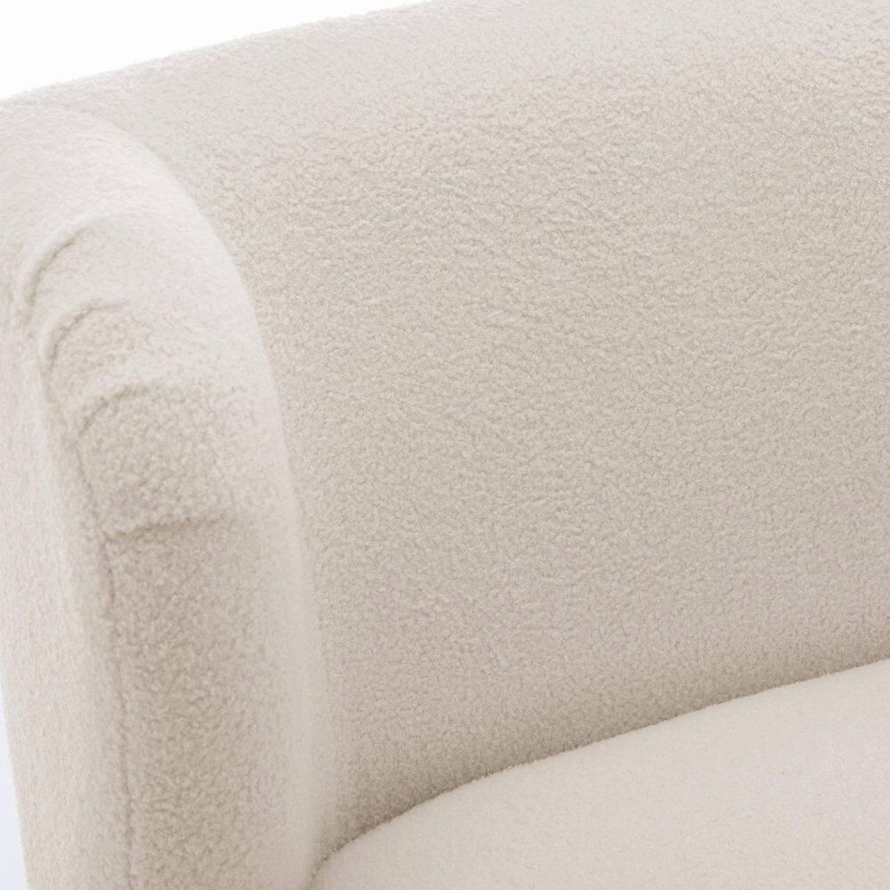 Comfort Pointe Vesper Boucle Accent Chair Milky White: Armless, Wingback, Wood Legs, Foam Cushion
